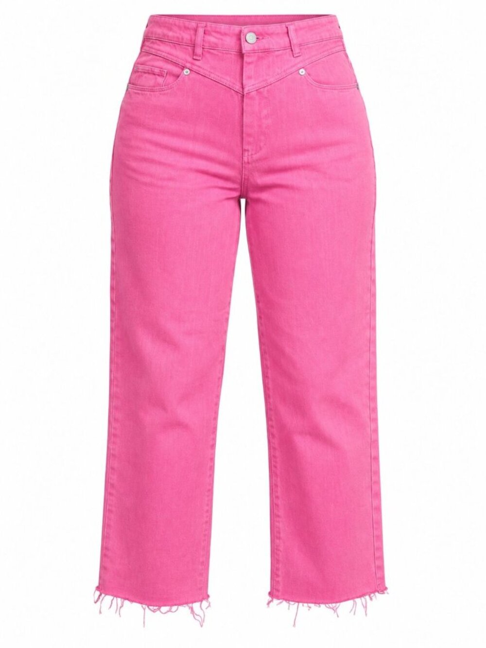Blanknyc Size 31 Pink Straight Leg Crop Jeans High Rise Raw Hem Y2K Retro Style